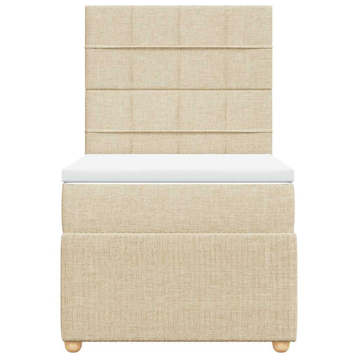 Pat box spring cu saltea, crem, 90x200 cm, textil - WALTI WALTI