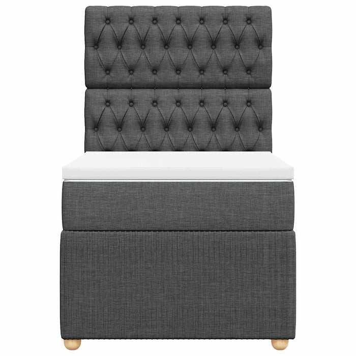 Pat box spring cu saltea, gri închis, 90x200 cm, textil WALTI