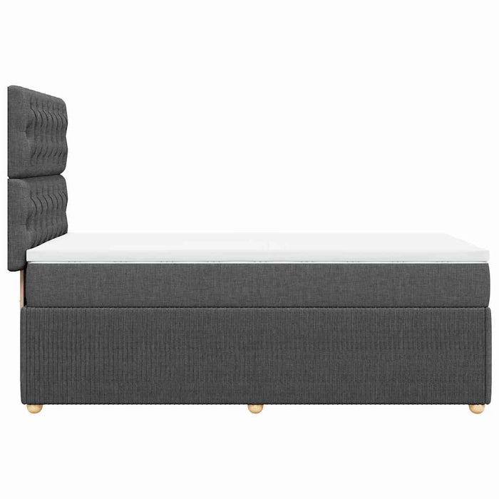 Pat box spring cu saltea, gri închis, 90x200 cm, textil WALTI