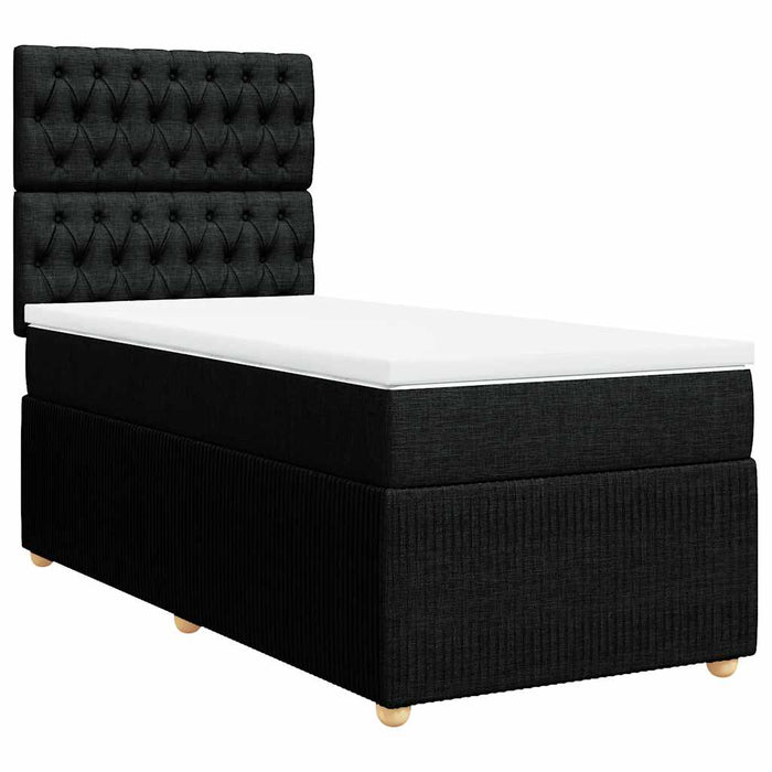 Pat box spring cu saltea, negru, 90x200 cm, textil - WALTI WALTI