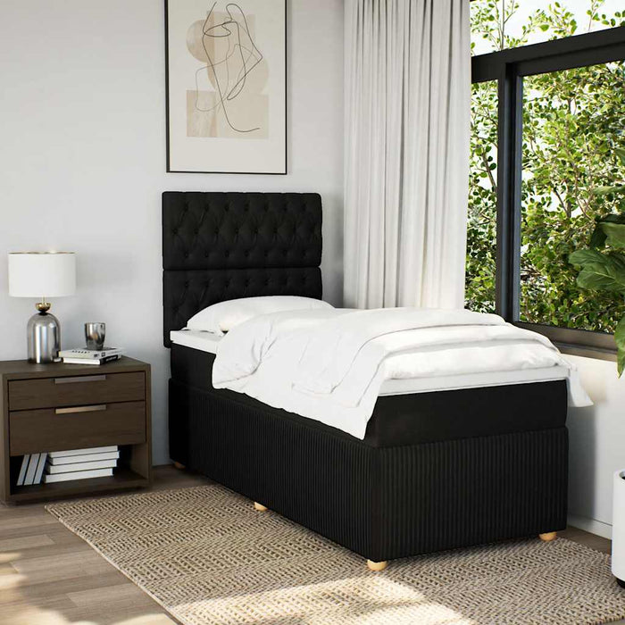 Pat box spring cu saltea, negru, 90x200 cm, textil - WALTI WALTI