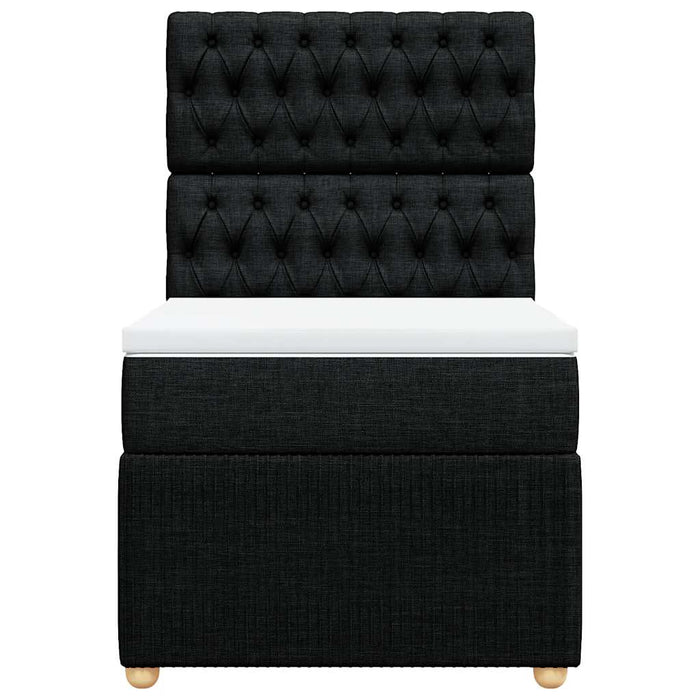Pat box spring cu saltea, negru, 90x200 cm, textil - WALTI WALTI