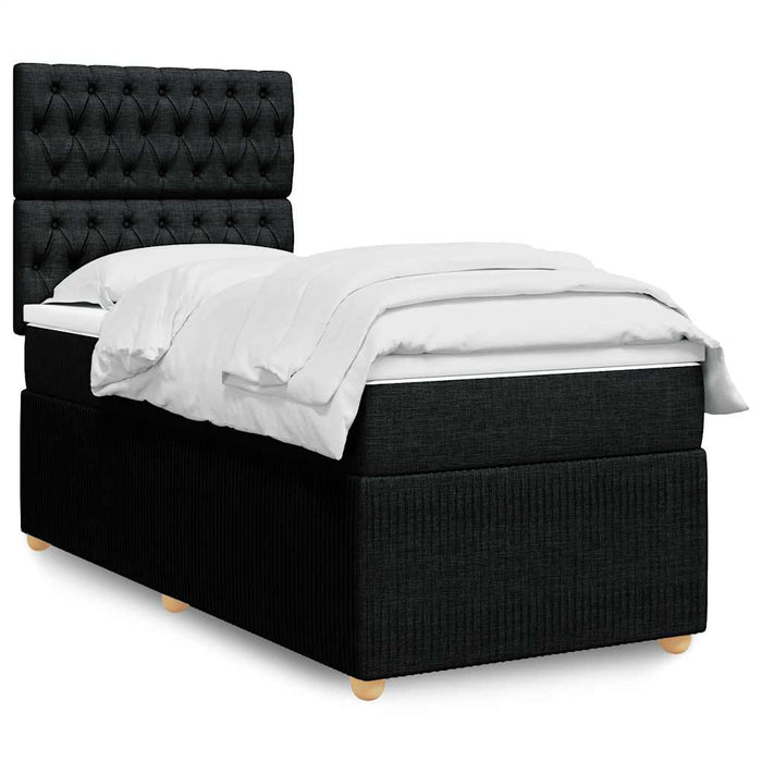 Pat box spring cu saltea, negru, 90x200 cm, textil - WALTI WALTI