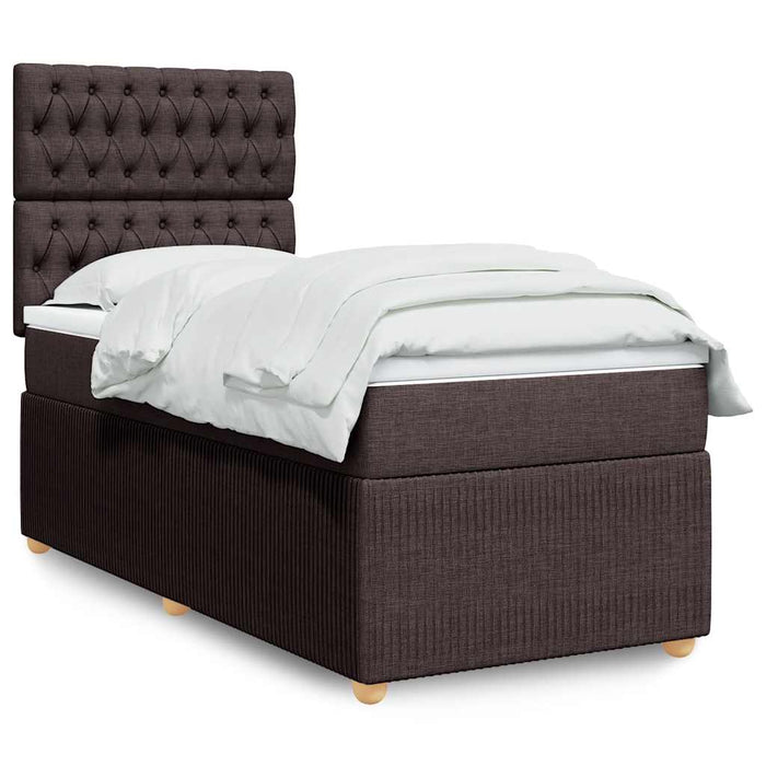 Pat box spring cu saltea, maro închis, 90x200 cm, textil - WALTI WALTI