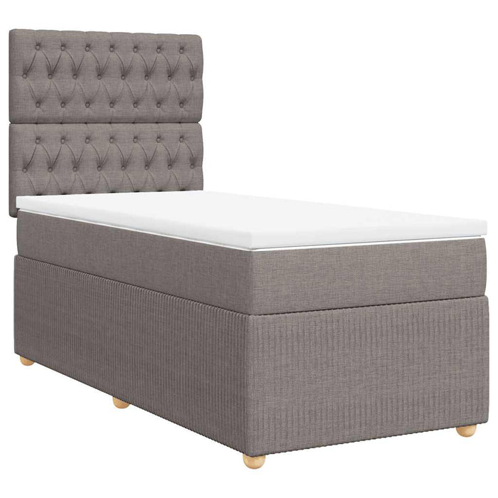 Pat box spring cu saltea, gri taupe, 90x200 cm, textil - WALTI WALTI