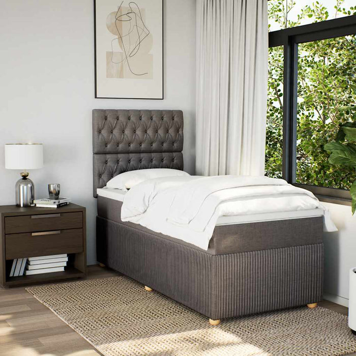 Pat box spring cu saltea, gri taupe, 90x200 cm, textil - WALTI WALTI