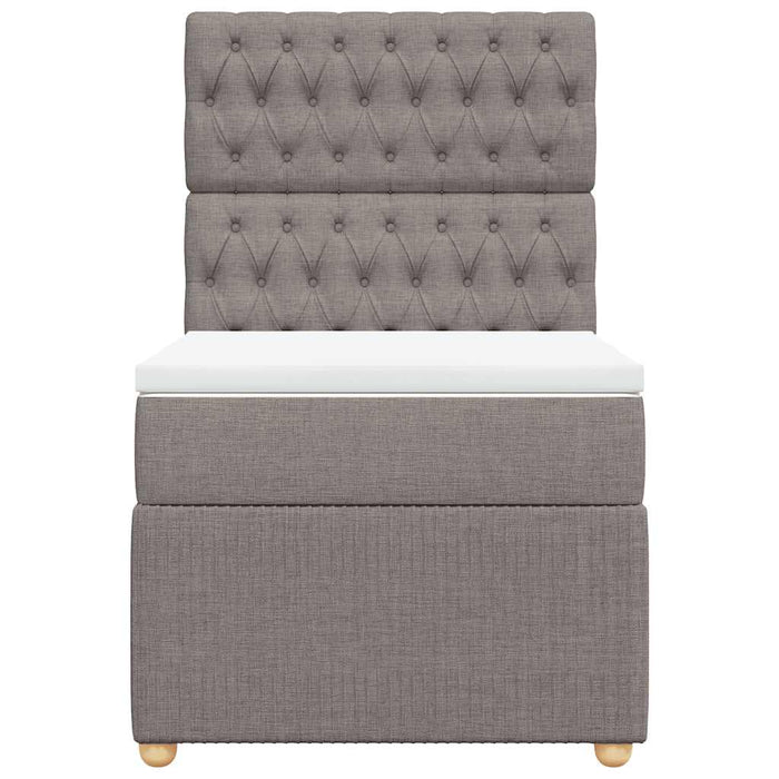 Pat box spring cu saltea, gri taupe, 90x200 cm, textil - WALTI WALTI