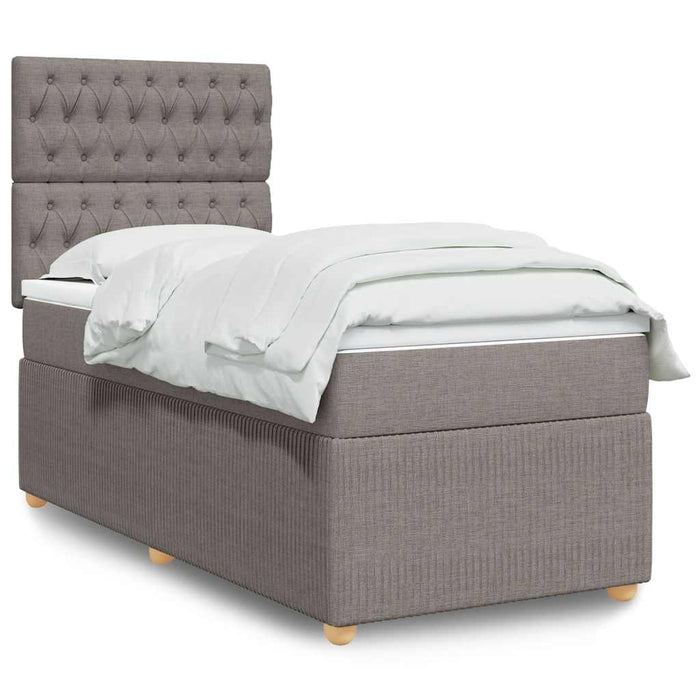 Pat box spring cu saltea, gri taupe, 90x200 cm, textil - WALTI WALTI