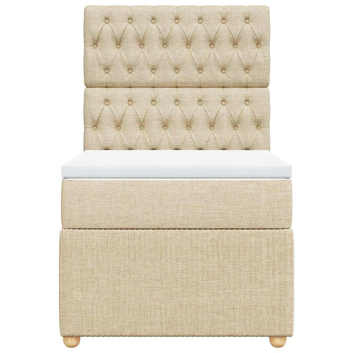 Pat box spring cu saltea, crem, 90x200 cm, textil - WALTI WALTI