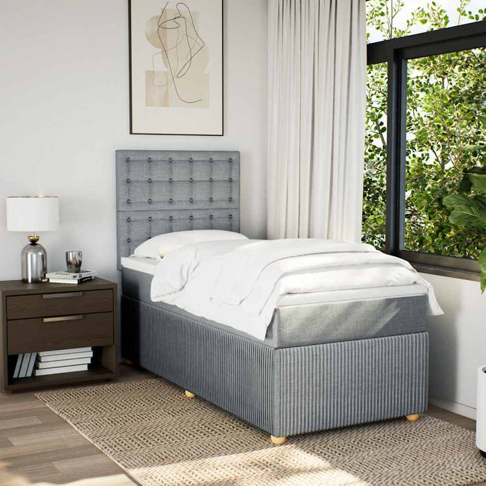 Pat box spring cu saltea, gri deschis, 90x200 cm, textil - WALTI WALTI