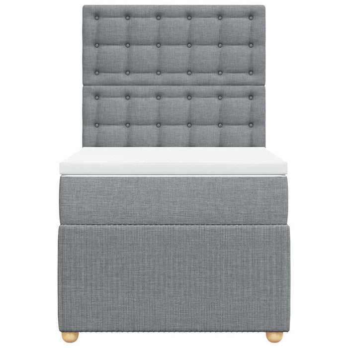 Pat box spring cu saltea, gri deschis, 90x200 cm, textil - WALTI WALTI