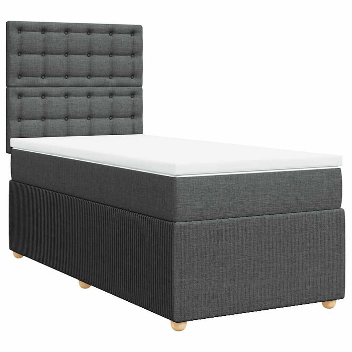 Pat box spring cu saltea, gri închis, 90x200 cm, textil WALTI