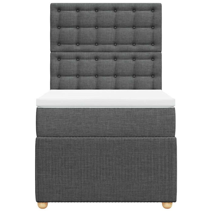 Pat box spring cu saltea, gri închis, 90x200 cm, textil WALTI