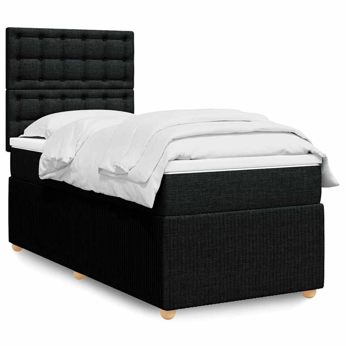 Pat box spring cu saltea, negru, 90x200 cm, textil - WALTI WALTI