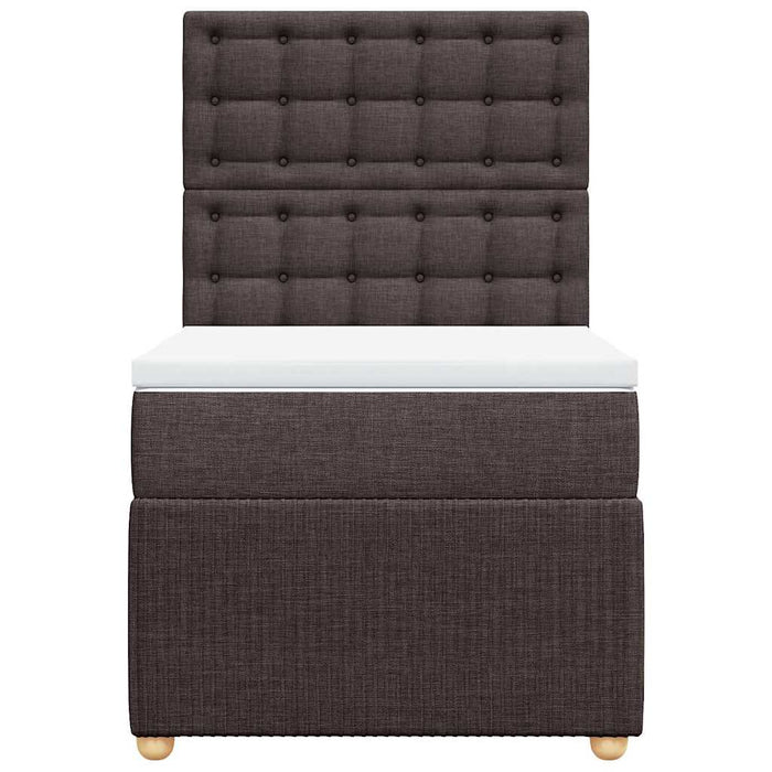 Pat box spring cu saltea, maro închis, 90x200 cm, textil WALTI