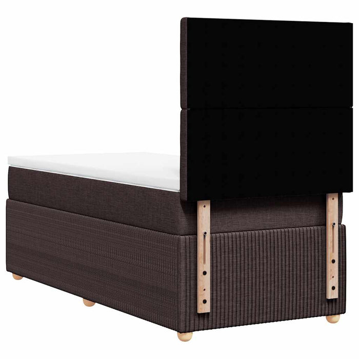 Pat box spring cu saltea, maro închis, 90x200 cm, textil WALTI