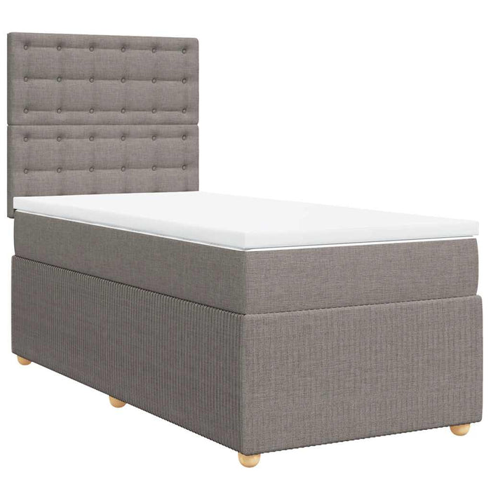 Pat box spring cu saltea, gri taupe, 90x200 cm, textil - WALTI WALTI