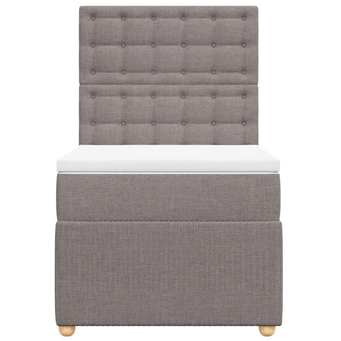 Pat box spring cu saltea, gri taupe, 90x200 cm, textil - WALTI WALTI