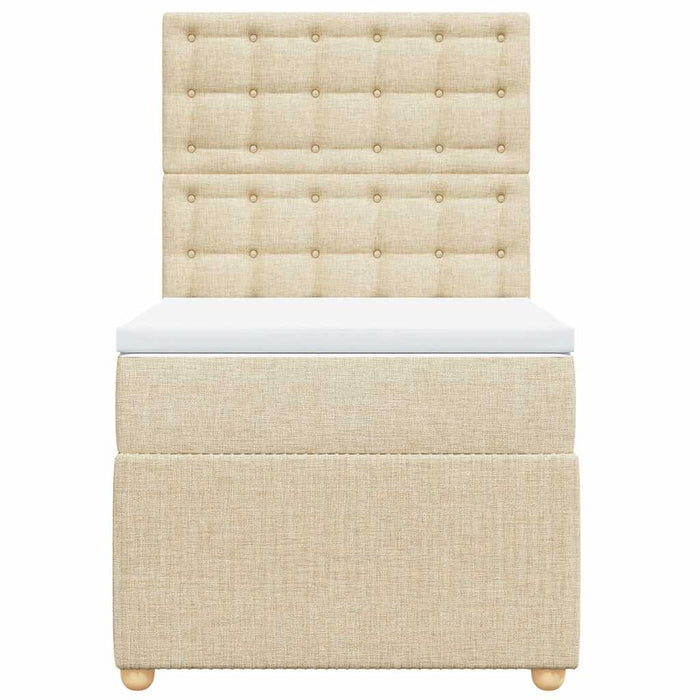Pat box spring cu saltea, crem, 90x200 cm, textil - WALTI WALTI