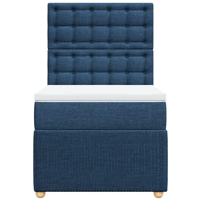Pat box spring cu saltea, albastru, 90x200 cm, textil - WALTI WALTI