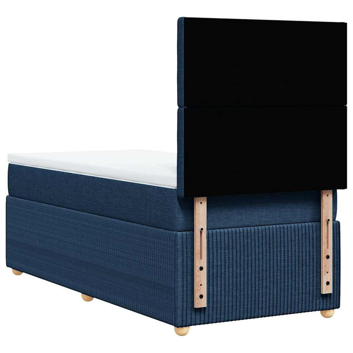 Pat box spring cu saltea, albastru, 90x200 cm, textil - WALTI WALTI