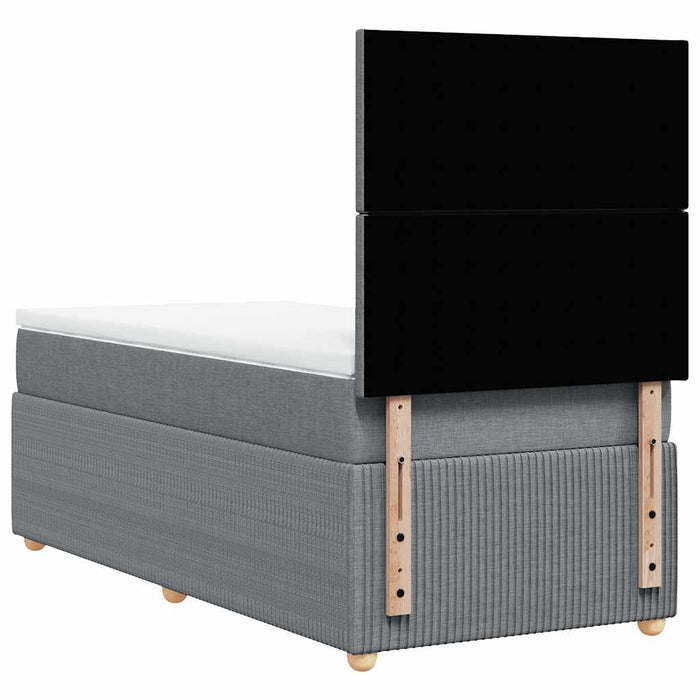 Pat box spring cu saltea, gri deschis, 100x200 cm, textil - WALTI WALTI