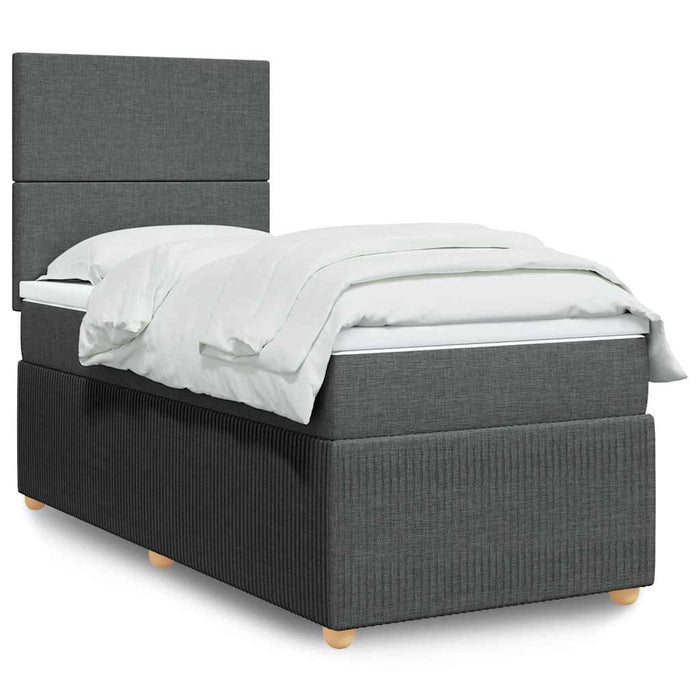 Pat box spring cu saltea, gri închis, 100x200 cm, textil - WALTI WALTI