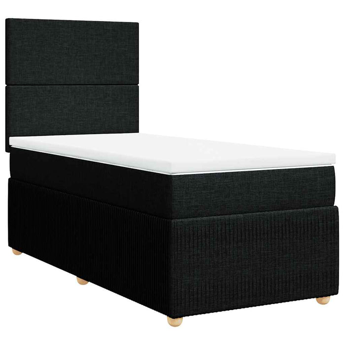 Pat box spring cu saltea, negru, 100x200 cm, textil - WALTI WALTI