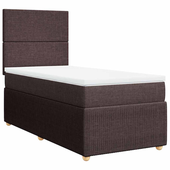 Pat box spring cu saltea, maro închis, 100x200 cm, textil WALTI