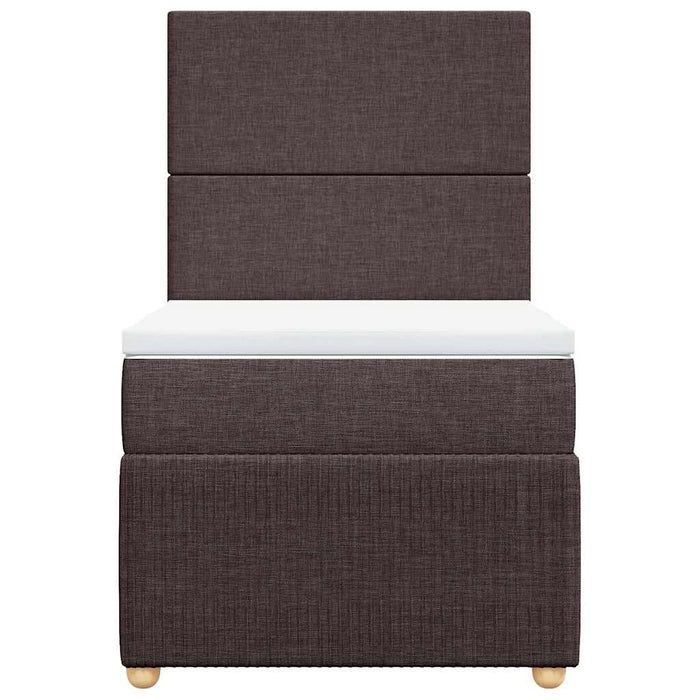 Pat box spring cu saltea, maro închis, 100x200 cm, textil WALTI