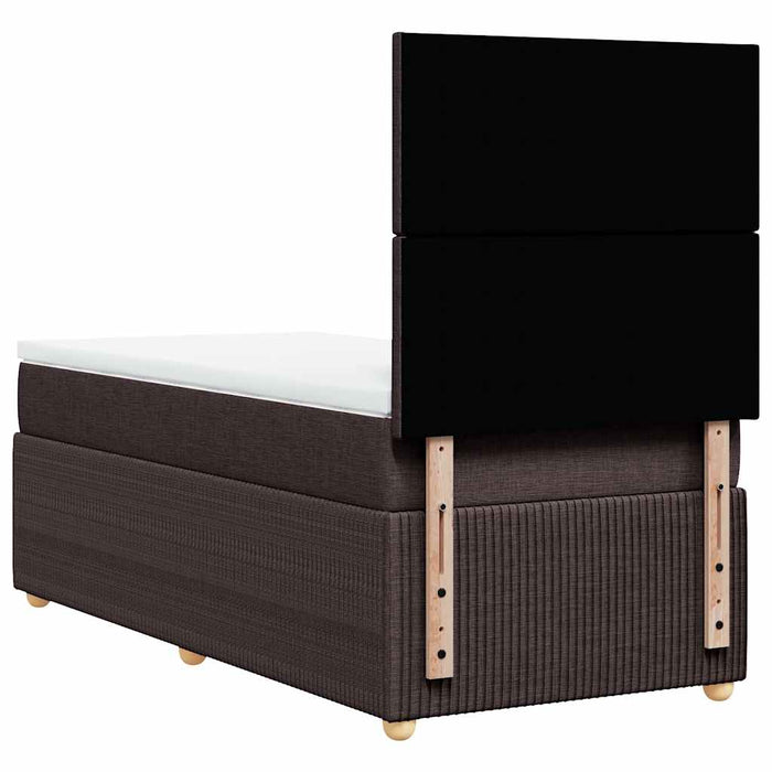 Pat box spring cu saltea, maro închis, 100x200 cm, textil WALTI