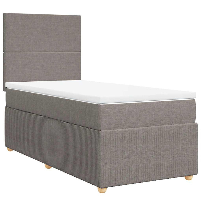 Pat box spring cu saltea, gri taupe, 100x200 cm, textil - WALTI WALTI