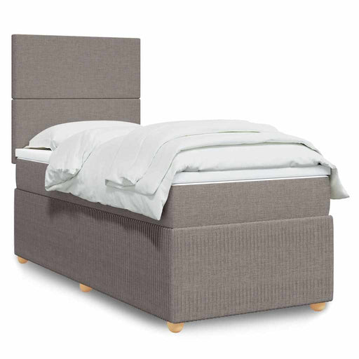 Pat box spring cu saltea, gri taupe, 100x200 cm, textil - WALTI WALTI