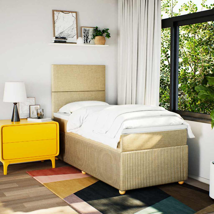 Pat box spring cu saltea, crem, 100x200 cm, textil - WALTI WALTI