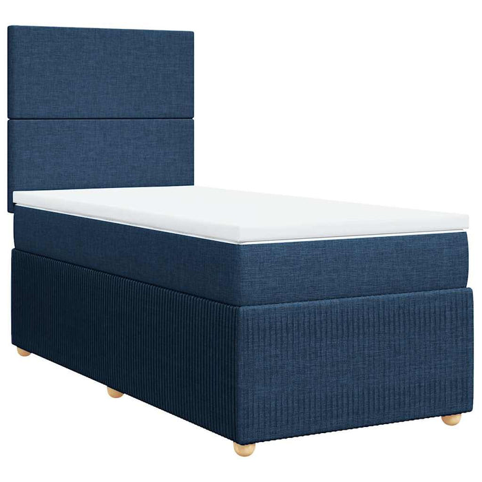 Pat box spring cu saltea, albastru, 100x200 cm, textil WALTI
