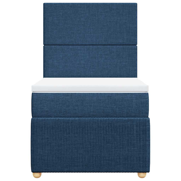 Pat box spring cu saltea, albastru, 100x200 cm, textil WALTI