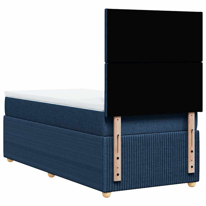 Pat box spring cu saltea, albastru, 100x200 cm, textil WALTI