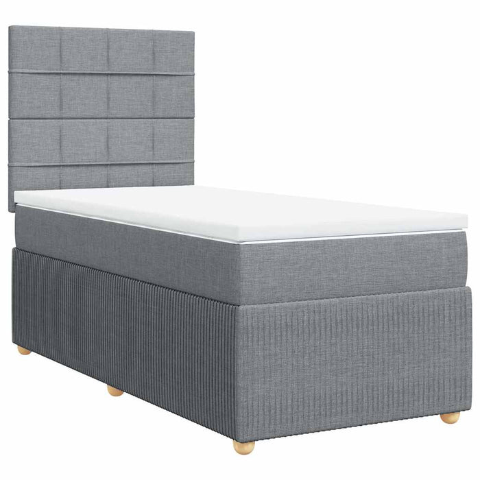 Pat box spring cu saltea, gri deschis, 100x200 cm, textil - WALTI WALTI
