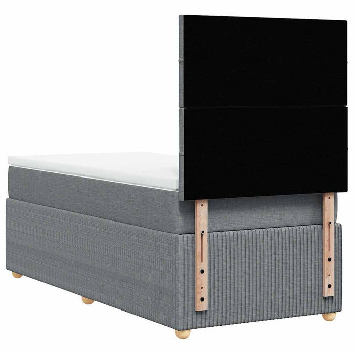 Pat box spring cu saltea, gri deschis, 100x200 cm, textil - WALTI WALTI