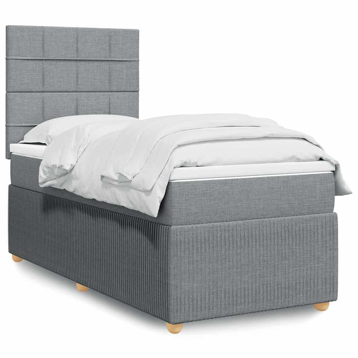 Pat box spring cu saltea, gri deschis, 100x200 cm, textil - WALTI WALTI