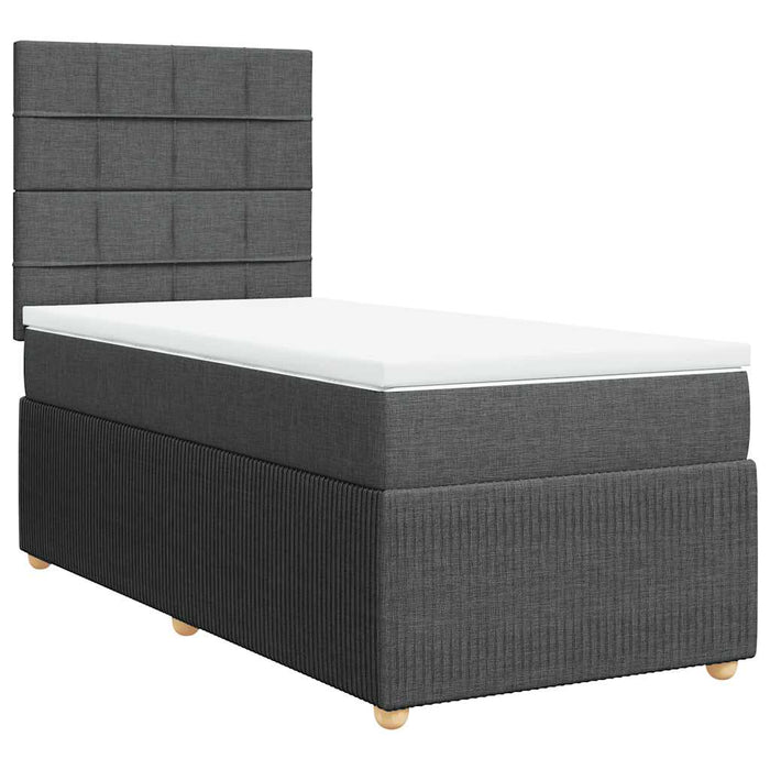 Pat box spring cu saltea, gri închis, 100x200 cm, textil WALTI