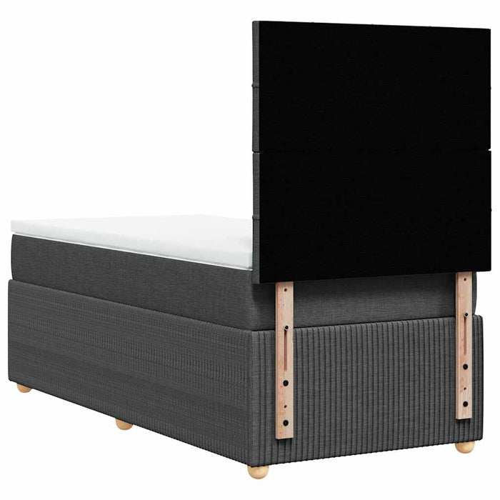 Pat box spring cu saltea, gri închis, 100x200 cm, textil WALTI