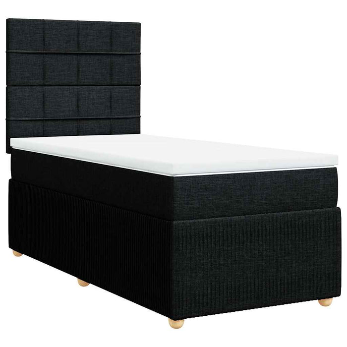 Pat box spring cu saltea, negru, 100x200 cm, textil - WALTI WALTI
