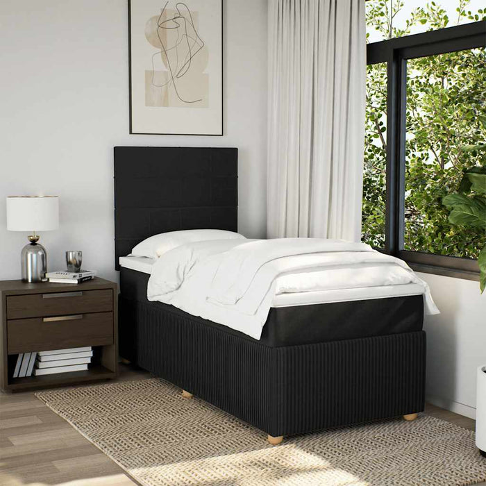 Pat box spring cu saltea, negru, 100x200 cm, textil - WALTI WALTI