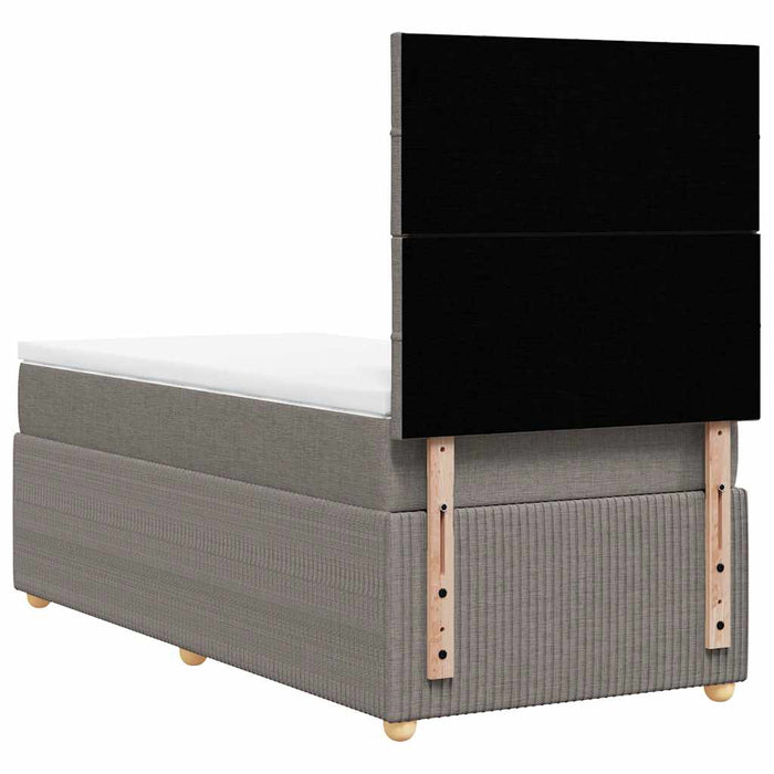 Pat box spring cu saltea, gri taupe, 100x200 cm, textil WALTI