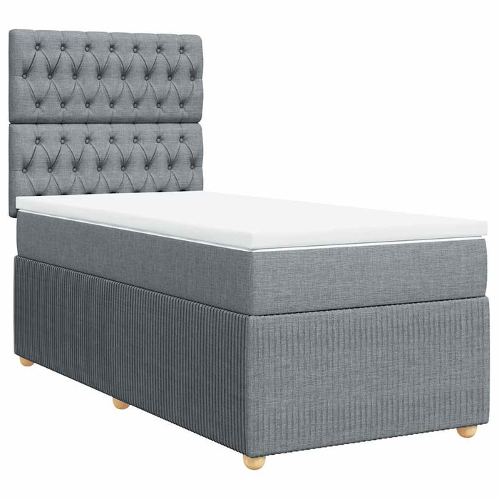 Pat box spring cu saltea, gri deschis, 100x200 cm, textil WALTI