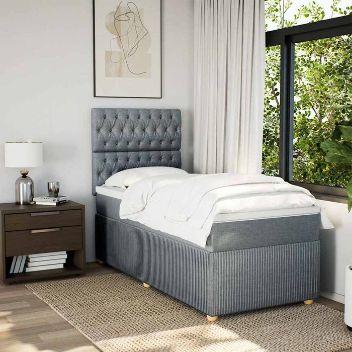 Pat box spring cu saltea, gri deschis, 100x200 cm, textil WALTI