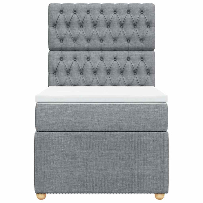 Pat box spring cu saltea, gri deschis, 100x200 cm, textil WALTI