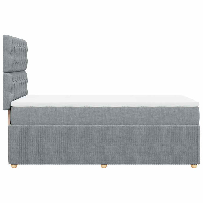 Pat box spring cu saltea, gri deschis, 100x200 cm, textil WALTI