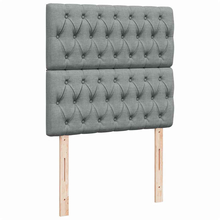 Pat box spring cu saltea, gri deschis, 100x200 cm, textil WALTI